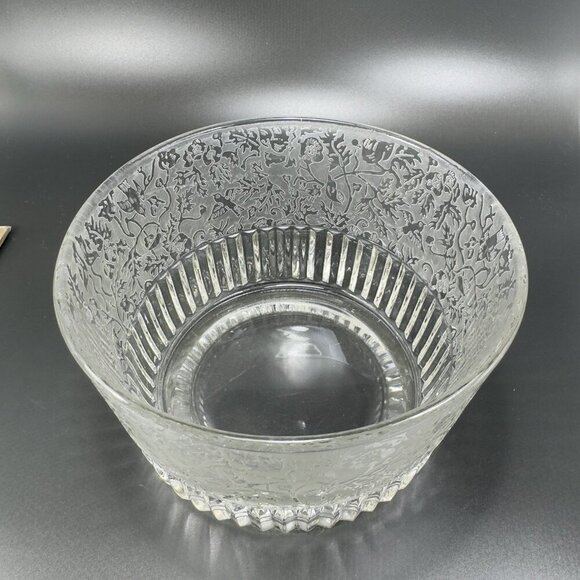 Antique Paden City Spring Orchard Ice Bucket Bowl Dish Clear Frosted Etched VTG - Picture 12 of 13